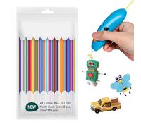 22 Colors 3D Doodler Pen Refills for 3Doodler Start, 110 Pcs 3D Pen Filament PCL, 3D Doodler Pen Refills 2.5mm for Low Temperature Pen, for 3D Printer Pen (Each Color 15.2 cm x 5pcs)