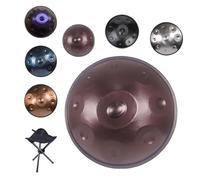 22" D Minor Music Handpan 9/10/12 Notes Steel Handpan Tongue Drum Instruments, 432/440Hz Hand Pan Drum Sets, For Adults, Children, and Beginners Percussion Instrument(B,9 notes(440HZ))