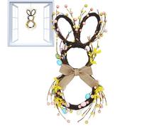 22'' Easter Bunny Wreath For Front Door, Artificial Easter Egg Garland, Easters Bunny Door Wreaths, Foldable Spring Bunnies Wreath With Bow, Adorable Reusable Decor For Front Doors, Wall, Window