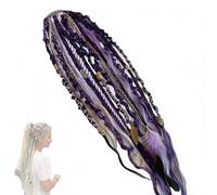 22" Elastic Dread Ponytail Hair Extension, Boho Dreadlock Ponytails, Natural Hand-braided Braided Hair Ponytail Extension, Easy 1-Minute Clip-In Ponytail for Festival, Travel & Casual (H)