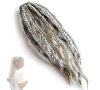 22" Elastic Dread Ponytail Hair Extension, Boho Dreadlock Ponytails, Natural Hand-braided Braided Hair Ponytail Extension, Easy 1-Minute Clip-In Ponytail for Festival, Travel & Casual (B)