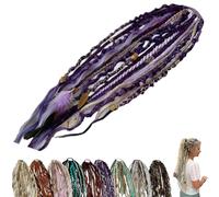 22" Elastic Dread Ponytail Hair Extension - Boho Hand-Braided Viking Dreadlock with Beads Shell Charms, One-Minute Elastic Attachment for Women Men, Festival Travel Casual Daily Styling (E)