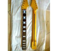 22 Frets Maple Electric Guitar Neck Rosewood Fretboard Inlay Block Glossy Paint No Parts Accessories(Glossy paint yellow)