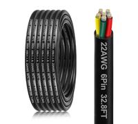 22 Gauge 6 Conductor Electrical Wire, 32.8FT 22AWG PVC Thermostat Wire, Low Voltage Landscape Wire, Flexible Cord for LED Lighting Strips Automotive Garden Bell Speaker