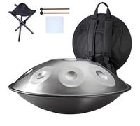 22'' Handpan Drum, 9/10/ 12 Notes Hand Pan Percussion Instrument D Minor 432HZ /440 HZ Steel Handpan Drums With Tripod,for Musical Education,Meditation (Silver 12 Notes(440HZ))