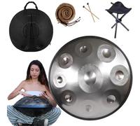 22'' Handpan Drum D Minor 432hz /440hz Handpan Steel Drums 9/10/12 Notes Hand Pan Percussion Instrument For Yoga Audio Production,with Handpan Mallets))