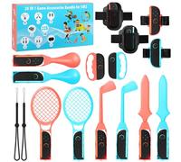 22 in 1 Switch2 Sport Accessories Set for N-S Sports Game, Axrye Somatosensory Set Party Pack Game with Tennis Racket, Controller Grips,Bandage, Golf Club Wheels, Drum Stick, Fishing Rod
