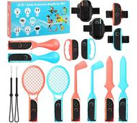 22 in 1 Switch2 Sport Accessories Set for N-S Sports Game, Axrye Somatosensory Set Party Pack Game with Tennis Racket, Controller Grips,Bandage, Golf Club Wheels, Drum Stick, Fishing Rod