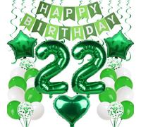 22 In Birthday Balloons Green 22nd Man Woman Decoration Party
