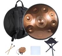22 In Handpan Drum Percussion Instrument For Adults,9/10/12 Notes 432HZ/440HZ Steel Hand Pan Drums For Musical Education,Meditation,Or Yoga,with Handpan Bag (Gold 9 Notes(432HZ))