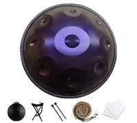 22 In Steel Tongue Drum, 9Notes D Minor Kurd Steel Hand Pan Drums, Tank Drum with 2 Mallets + Carry Bag + Portable Stand + Woven Rattan Percussion Instrument-Deep purple
