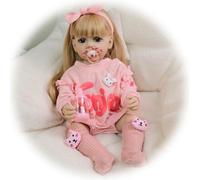 22 inch 55cm Reborn Babies Dolls Realistic Baby Doll Soft Vinyl Silicone Body That Look Real Lifelike Blonde Hair Toddler for Kids Age 3+ & Collection