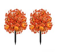 22 Inch Artificial Fall Pumpkin Topiary Tree, UV Resistant Outdoor Garden Stake Decor Vibrant Fall Themed Design, Sturdy Garden Stake Structure,Durable Seasonal Yard Decor (B)
