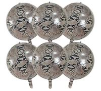 22 Inch Big Python Print 4D Foil Balloons - 6 Pack Snake Pattern Round Balloons for Jungle Safari Theme Party, Reptile Birthday & Wild Adventure Decorations