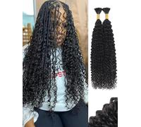 22 Inch Boho Human Hair Braiding Hair Curly Human Hair for Boho Braids Knotless Bohemian Braids Bulk Hair Braiding Wet and Wavy 100g 2 Bundles No Weft Hair Extensions