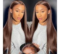 22 Inch Chocolate Brown Straight 9x6 Max HD Lace Front Wig with Invisible Drawstring Glueless Wig Human Hair 180% Density #4 Wear and Go Glueless Human Hair wig for Black Women Pre Plucked Pre Cut