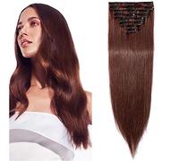 22 inch Clip in Hair Extension Real Human Hair 100% Remy - #33 Dark Auburn - 8pcs 18 Clips Full Head Normal Weft Hair Pieces for Women Straight (75g)