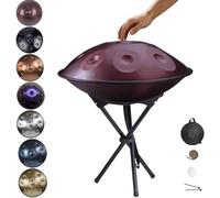 22 Inch D Kurd Handpan Drum - 9/10/12 Notes Steel Hand Pan Percussion Instruments With Bag And Stand, Harmonic Percussion For Yoga and Performance(E,440HZ/12Note)
