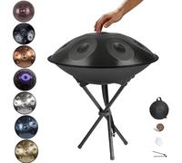 22 Inch D Kurd Handpan Drum - 9/10/12 Notes Steel Hand Pan Percussion Instruments With Bag And Stand, Harmonic Percussion For Yoga and Performance(A,432HZ/9Note)