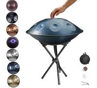 22 Inch D Kurd Handpan Drum - 9/10/12 Notes Steel Hand Pan Percussion Instruments With Bag And Stand, Harmonic Percussion For Yoga and Performance(C,432HZ/12Note)