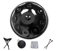 22 Inch D Minor 9 Notes HandPan Drum, 56 Cm Standard Diameter HANDPAN Steel Tongue Drum, Manual Tuning Hand Drum (Beginner 9 Note HANDPAN) (Color : Black)