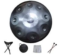 22 Inch D Minor 9 Notes HandPan Drum, 56 Cm Standard Diameter HANDPAN Steel Tongue Drum, Manual Tuning Hand Drum (Beginner 9 Note HANDPAN) (Color : Silver)