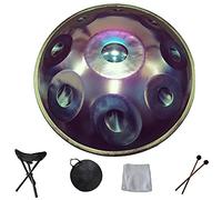 22 Inch D Minor 9 Notes HandPan Drum, 56 Cm Standard Diameter HANDPAN Steel Tongue Drum, Manual Tuning Hand Drum (Beginner 9 Note HANDPAN) (Color : Purple)
