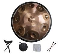 22 Inch D Minor 9 Notes HandPan Drum, 56 Cm Standard Diameter HANDPAN Steel Tongue Drum, Manual Tuning Hand Drum (Beginner 9 Note HANDPAN) (Color : Brown)