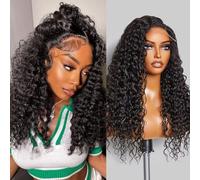 22 Inch Deep Wave Front Wig Human Hair 5.1 x 2.4 Inches for Women 12A 200% Density Human Hair Wigs with HD Lace Front Wig
