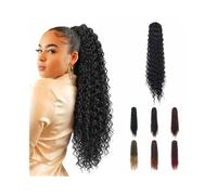 22 Inch Drawstring Ponytail Extension for Black Women Deep Curly Synthetic Pony Tail False Hairpiece for Daily Use(1Bbug)
