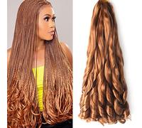 22 inch French Curly Braiding Hair 8 Pack Loose Wavy Spiral Curl Braids Crochet Hair Deep Wave Synthetic Extensions Pre Stretched Bouncy Braiding Hair (deep 22 inch, 30#)