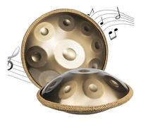 22 Inch Hand Pan, 9 Tones, 440 Hz Handpan Drum in D Minor, for Sound Healing, Melodic Tones (Gold, 9 Tones)