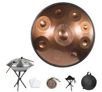 22 Inch Hand Pan Drum for Adults In D Minor Handmade Steel Drum 9/10/12 Notes Drum Set Ideal for Yoga Meditation, Sound Healing & Performances Music Therapy(Gold,440HZ/10Note)