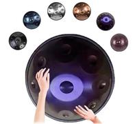22 Inch Handpan 440/432 Hz Steel Drum, 9/10/12 Note D Minor Percussion Drum Golden Handpan with Soft Bag, Stand, Mallets for Sound Healing, Yoga(Dark Purple,440hz 9 Notes)