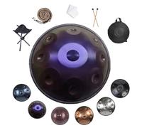 22 Inch Handpan Drum 9/10/12 Notes Instrument Hand Pan with Stand Hand Pan Bag Mallets 432/440Hz Hand-Tuned Steel Percussion Instrument for Meditation Yoga Sound Healing(Deep Purple,432HZ/10Note)