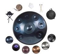 22 Inch Handpan Drum 9/10/12 Notes Instrument Hand Pan with Stand Hand Pan Bag Mallets 432/440Hz Hand-Tuned Steel Percussion Instrument for Meditation Yoga Sound Healing(Blue,440HZ/10Note)