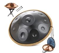 22-Inch Handpan Drum,9/10/12Note Hand Pan Drum,432/440Hz Tongue Drum,D Minor Hand Drums(Black,10 Notes (432Hz))