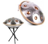 22 Inch Handpan Drum D Minor Steel Drum Percussion Instrument for Adults 9/10/12 Notes 432Hz/440Hz Handpan for Meditation Yoga Music Performance with Soft Bag Mallet Stand(Silver2,440HZ/12 Note)