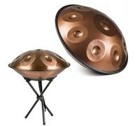 22 Inch Handpan Drum D Minor Steel Drum Percussion Instrument for Adults 9/10/12 Notes 432Hz/440Hz Handpan for Meditation Yoga Music Performance with Soft Bag Mallet Stand(Gold,440HZ/12 Note)