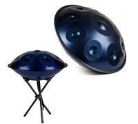 22 Inch Handpan Drum D Minor Steel Drum Percussion Instrument for Adults 9/10/12 Notes 432Hz/440Hz Handpan for Meditation Yoga Music Performance with Soft Bag Mallet Stand(Blue,432HZ/10 Note)
