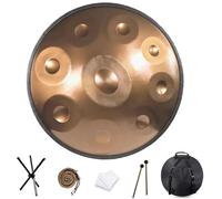 22 Inch Handpan Drum Instrument, 9 Notes 440Hz D Minor Steel Hand Drum, Producing Pleasing Resonance, Great for Sound Healing（Gold）