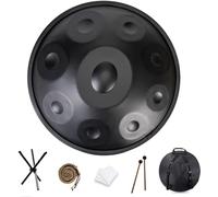 22-Inch Handpan Drum Instrument in D Minor Steel Hand Drum Harmonic Percussion Hand Pan Drum with Carry Bag-Tripod-2 Hang Drum Mallet, Great for Sound Healing