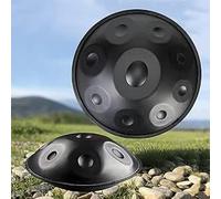 22 Inch Handpan Drum Professional 12/10/9 Tone Percussion Instrument in D Minor, 432Hz 440Hz | Stand, case, mallets/Steel Tongue | For studio, stage, therapy(Black,432HZ/9Note)