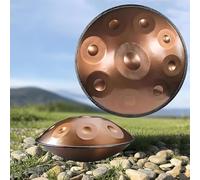 22 Inch Handpan Drum Professional 12/10/9 Tone Percussion Instrument in D Minor, 432Hz 440Hz | Stand, case, mallets/Steel Tongue | For studio, stage, therapy(Gold,440HZ/12Note)
