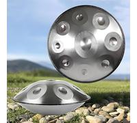22 Inch Handpan Drum Professional 12/10/9 Tone Percussion Instrument in D Minor, 432Hz 440Hz | Stand, case, mallets/Steel Tongue | For studio, stage, therapy(Silver,432HZ/10Note)