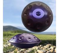 22 Inch Handpan Drum Professional 12/10/9 Tone Percussion Instrument in D Minor, 432Hz 440Hz | Stand, case, mallets/Steel Tongue | For studio, stage, therapy(Purple,440HZ/9Note)