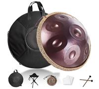 22-inch Handpan Drum Set, 9/10/12 Note Steel Hand Pan, 432Hz/440Hz Hand Pan, with Soft Bag Stand & Mallets, for Yoga, Meditation, Sound Healing, and Live Performances(Purple,432HZ/12Note)