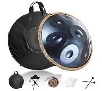 22-inch Handpan Drum Set, 9/10/12 Note Steel Hand Pan, 432Hz/440Hz Hand Pan, with Soft Bag Stand & Mallets, for Yoga, Meditation, Sound Healing, and Live Performances(Blue,440HZ/12Note)