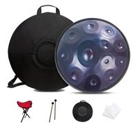 22 Inch Handpan Drum Sets, 432Hz/440Hz Steel Hand Pan Percussion Instruments, 9/10/ 12 Notes Stainless Steel Hand Pan Drums For Musical Education Entertainment Meditation Yoga Zen Gifts(D,10 notes(432