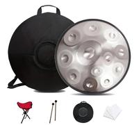 22 Inch Handpan Drum Sets, 432Hz/440Hz Steel Hand Pan Percussion Instruments, 9/10/ 12 Notes Stainless Steel Hand Pan Drums For Musical Education Entertainment Meditation Yoga Zen Gifts(B,12 notes(440
